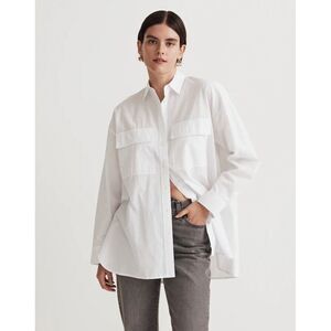 Madewell The Signature Poplin Oversized Button-Up Shirt: Flap-Pocket Edition XXS